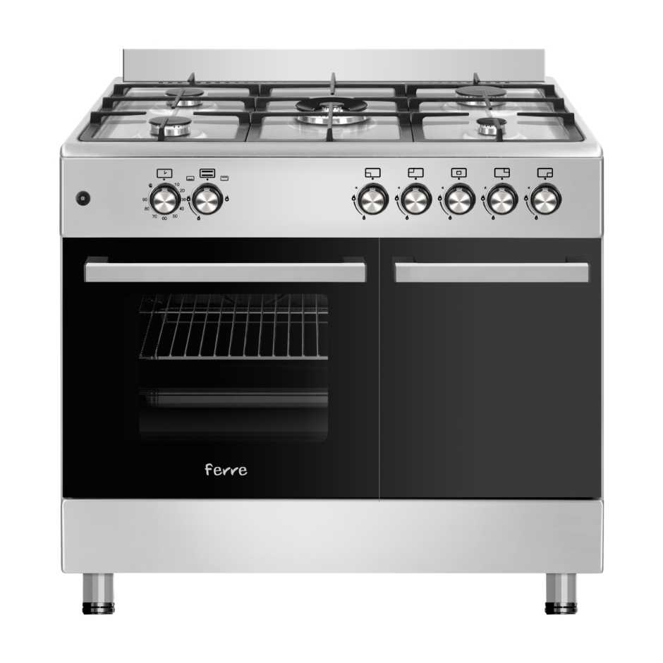 Ferre 90cm 5 Burner Gas Cooker With Compartment Cookers ovens Ferre 90cm 5 Burner Gas Cooker With Compartment Cookers ovens